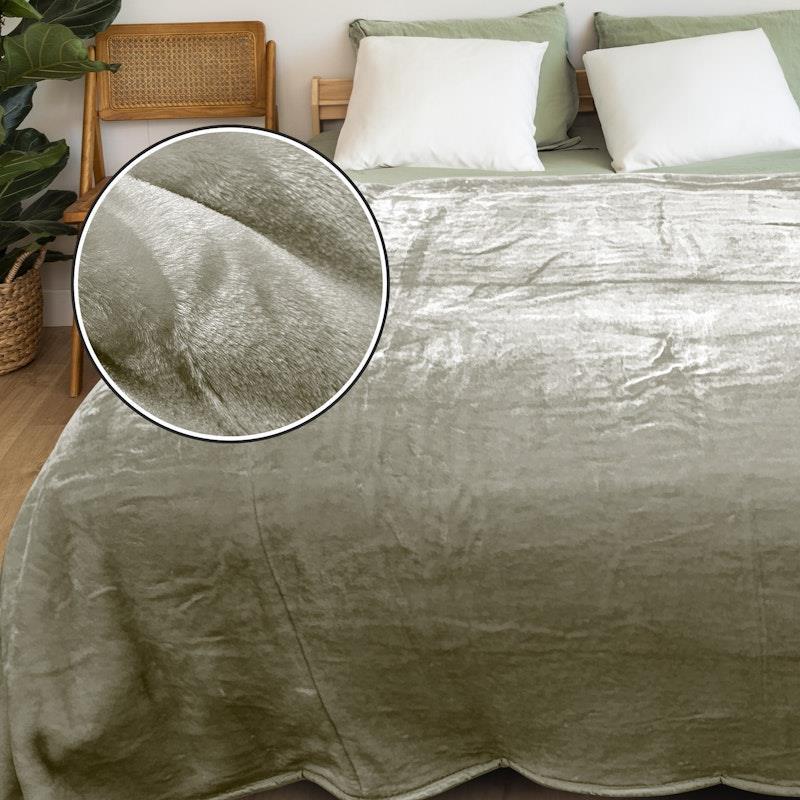 Laura Hill Mink Blanket XL Double Sided Oversized Faux Throw Rug 305 x 305cm Olive