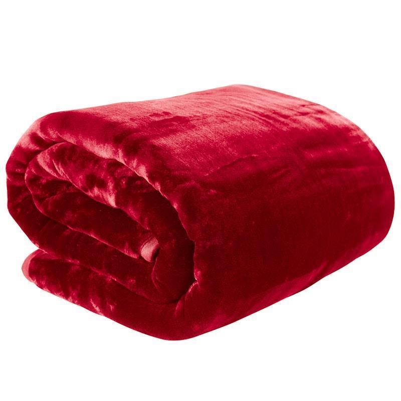 Laura Hill Mink Blanket Queen Double Sided 800GSM Faux Throw Rug 220 x 240cm Red