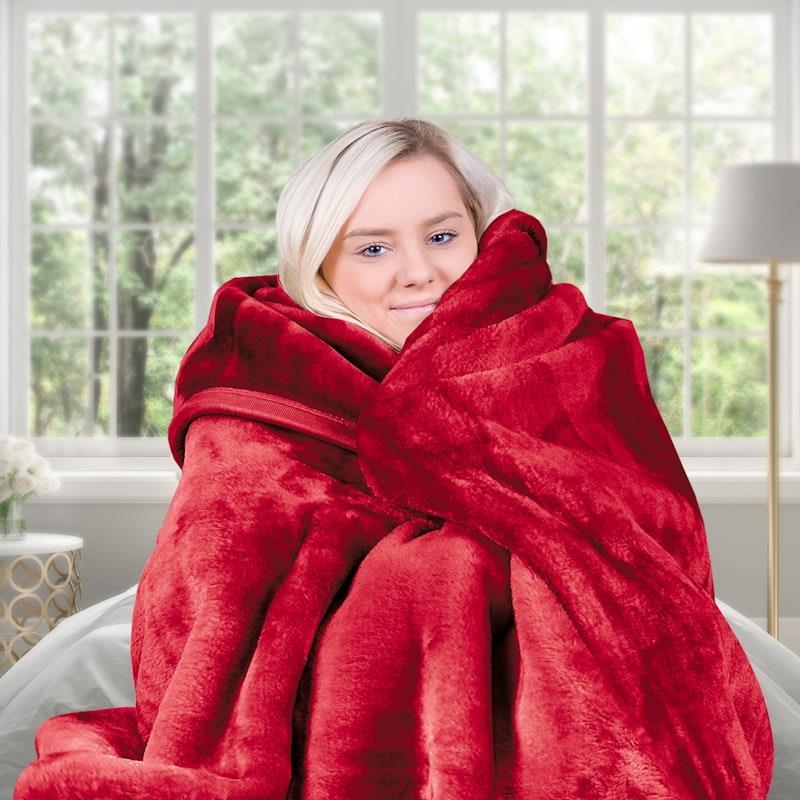 Laura Hill Mink Blanket Queen Double Sided 800GSM Faux Throw Rug 220 x 240cm Red