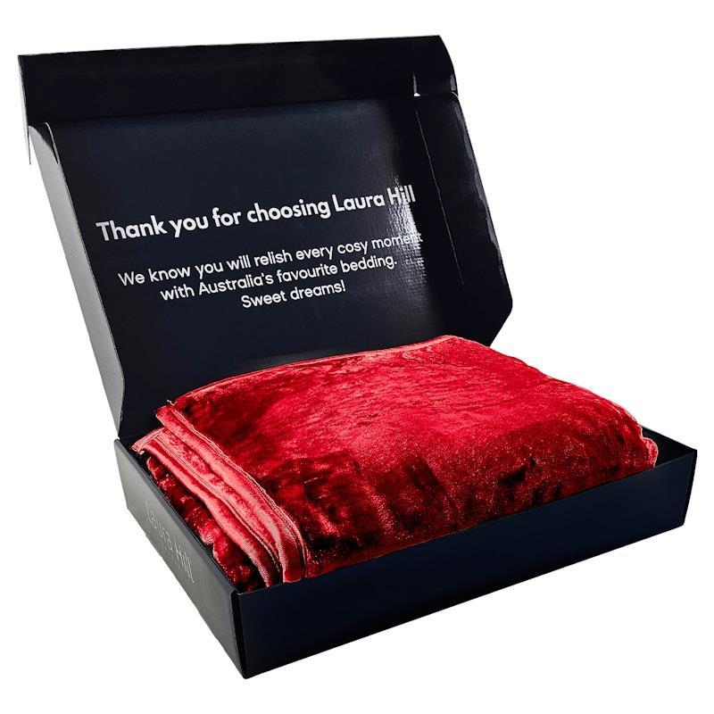 Laura Hill Mink Blanket Queen Double Sided 800GSM Faux Throw Rug 220 x 240cm Red