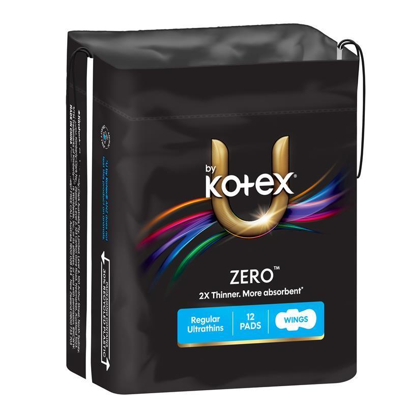 U by Kotex Zero Pads Regular 12 Pack