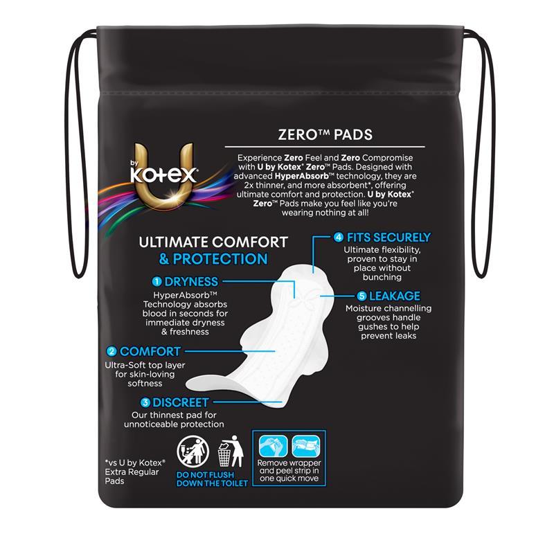 U by Kotex Zero Pads Regular 12 Pack