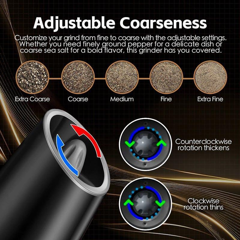 Cook Easy Gravity Sensor Electric Salt and Pepper Spice Grinder 2Pack