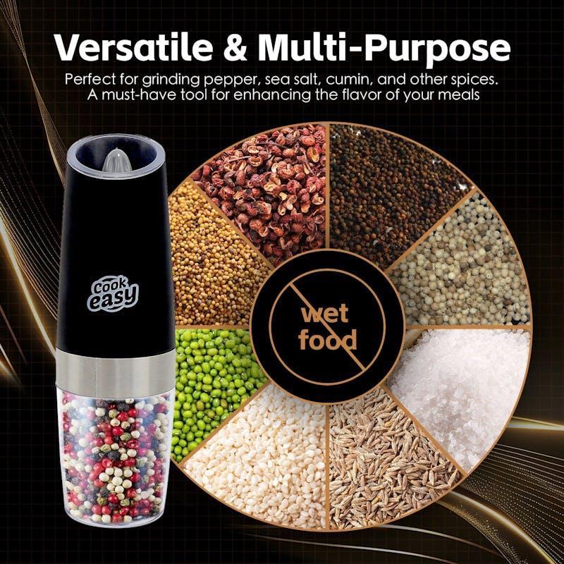 Cook Easy Gravity Sensor Electric Salt and Pepper Spice Grinder 2Pack