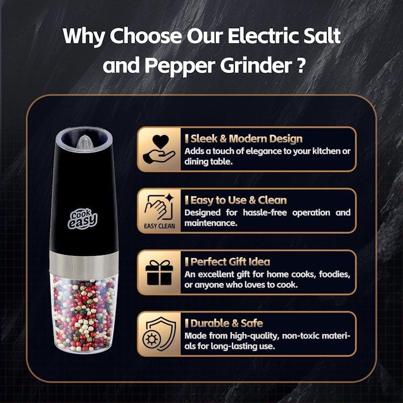 Cook Easy Gravity Sensor Electric Salt and Pepper Spice Grinder 2Pack