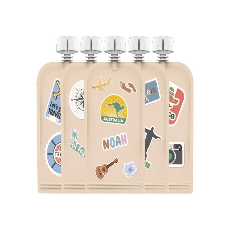 Cherub Baby Customisable Food Pouch Sticker Bundle Summer Vibes and Big Explorer Set