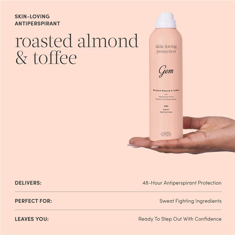 Gem Skin-Loving Antiperspirant Deodorant Aerosol Roasted Almond & Toffee 207ml
