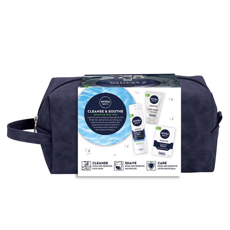 NIVEA Men Cleanse & Soothe - Sensitive Skin Trio Gift Bag 2025