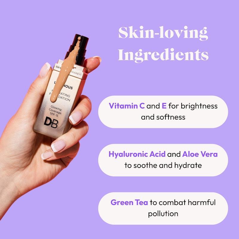 DB Cosmetics Luminous Hydrating Foundation Deep Honey