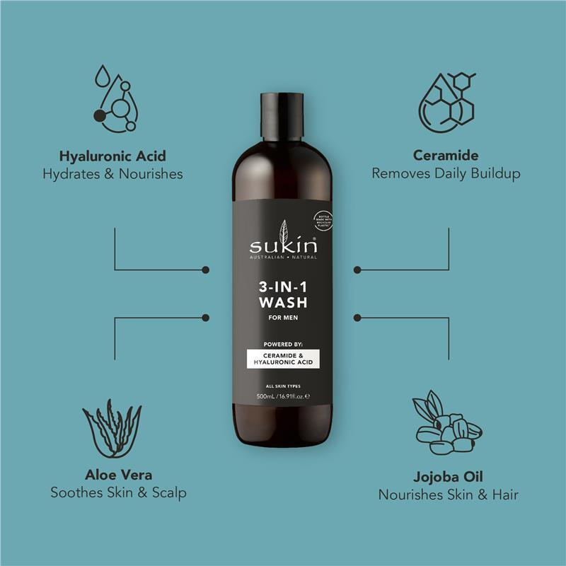 Sukin For Men 3In1 Wash 500ml
