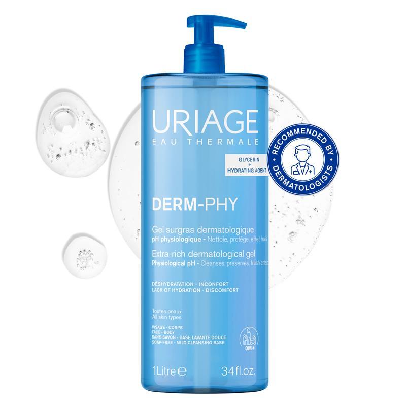 Uriage Eau Thermale Derm-Phy Extra-Rich Dermatological Cleansing Gel 1 Litre