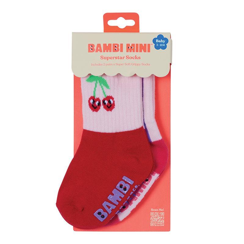 Bambi Mini Co. SuperSock Red Cherry Cha Cha 2 Pack 3-12 Months