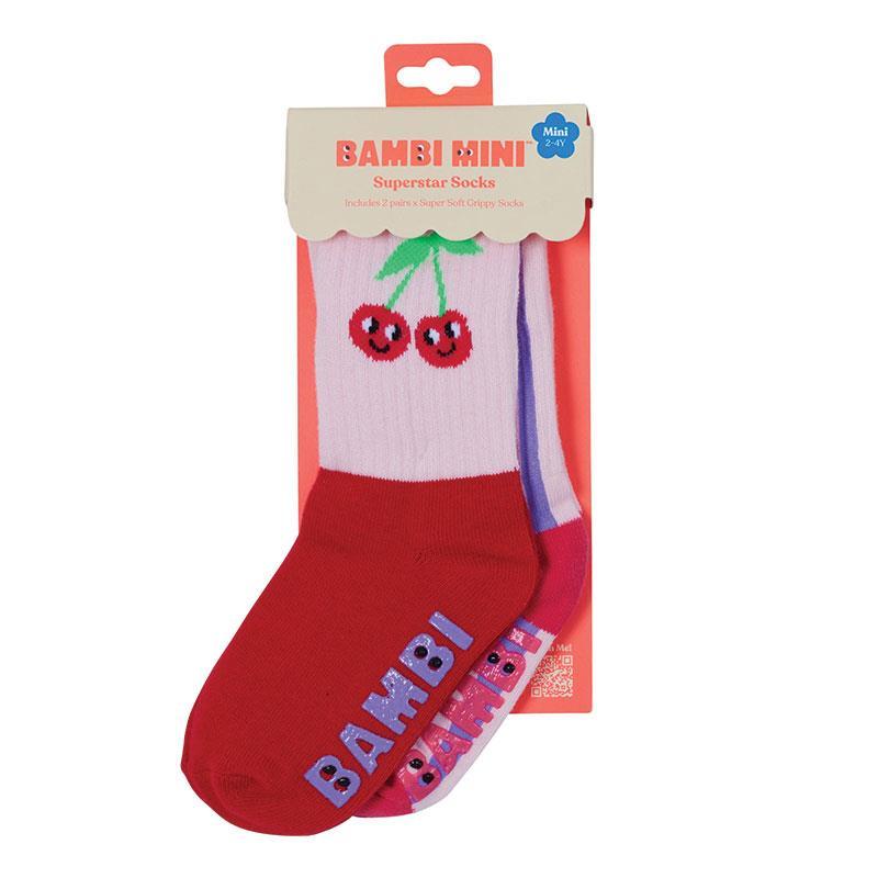 Bambi Mini Co. SuperSock Red Cherry Cha Cha 2 Pack 2-4 Years