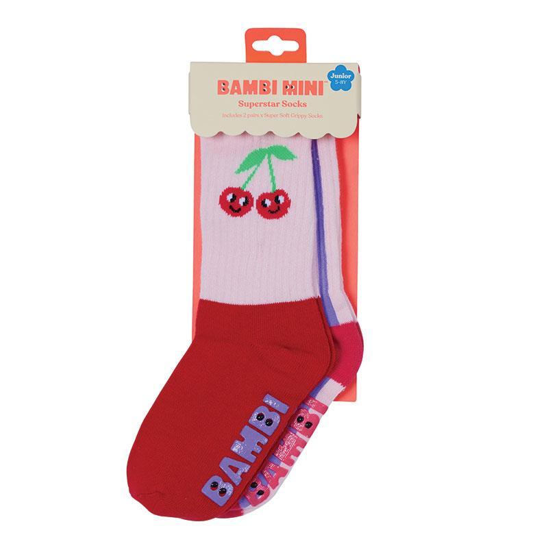 Bambi Mini Co. SuperSock Red Cherry Cha Cha 2 Pack 5-8 Years