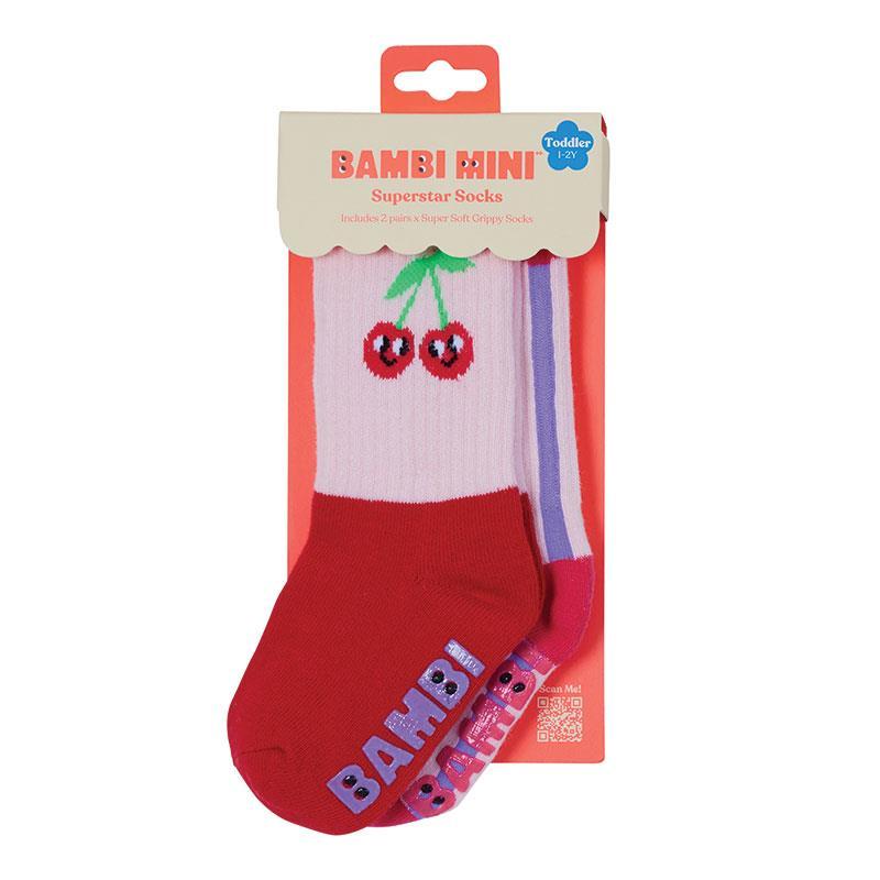 Bambi Mini Co. SuperSock Red Cherry Cha Cha 2 Pack 9-12 Years