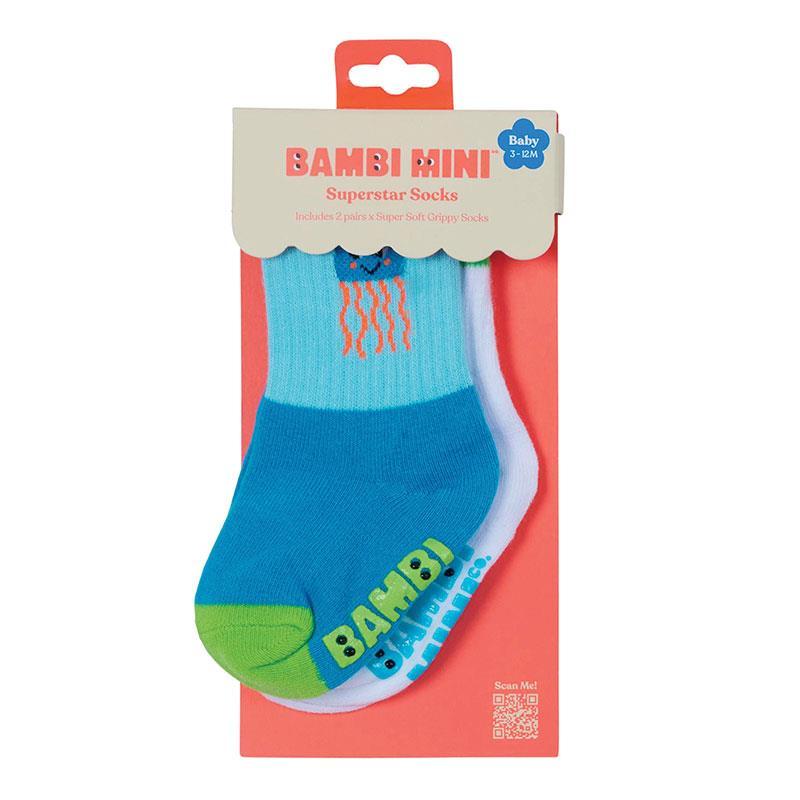 Bambi Mini Co. SuperSock Jellyboo Green Blue 2 Pack 3-12 Months