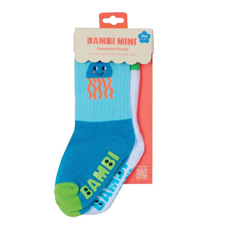 Bambi Mini Co. SuperSock Jellyboo Green Blue 2 Pack 2-4 Years