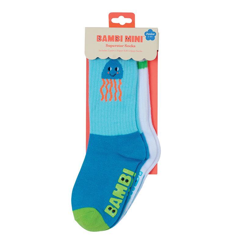 Bambi Mini Co. SuperSock Jellyboo Green Blue 2 Pack 5-8 Years