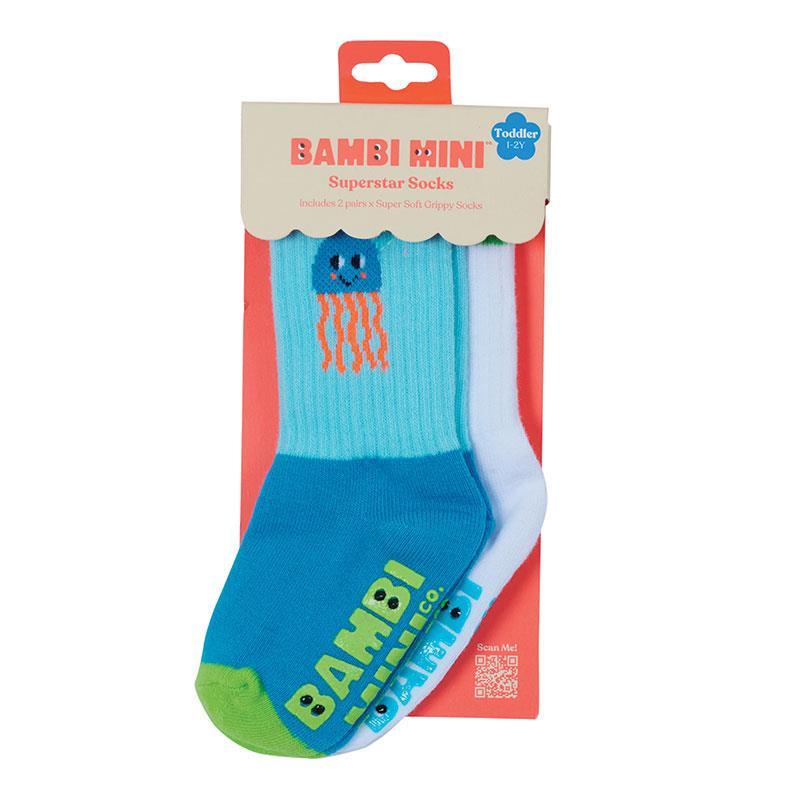 Bambi Mini Co. SuperSock Jellyboo Green Blue 2 Pack 9-12 Years