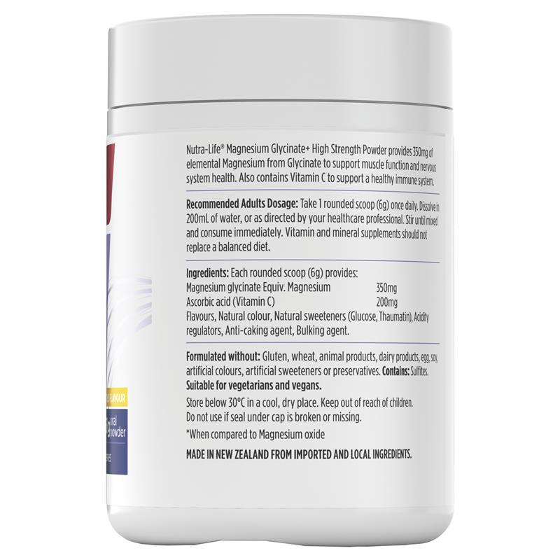 Nutra-Life Mag Glycinate High Strength Citrus Powder 360g Exclusive Size