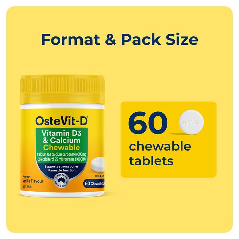 OsteVit-D Vitamin D3 & Calcium Chewable 60 Tablets