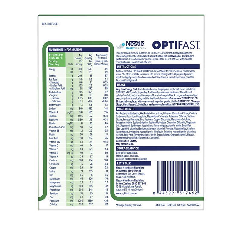 Optifast VLCD Plant Based Shake Vanilla 10 x 54g