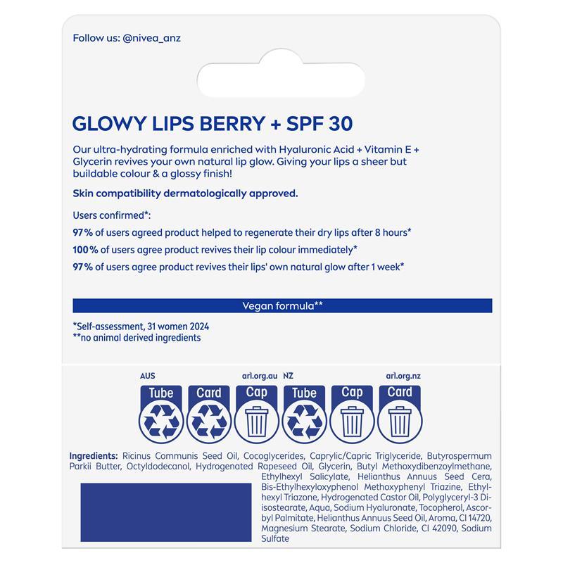 NIVEA Lip Care Glowy Lips Berry 10g