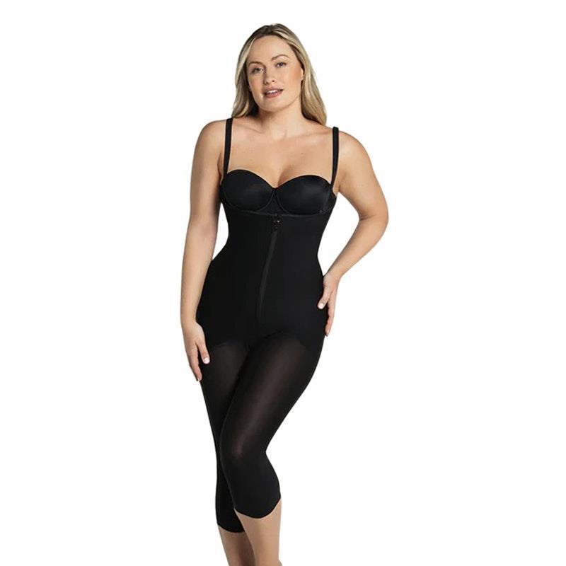 Leonisa Cupless Long Leg Full Body Shaper with Zip Front Large