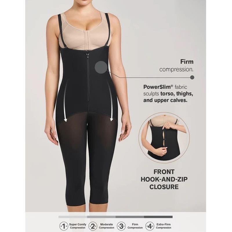 Leonisa Cupless Long Leg Full Body Shaper with Zip Front Large