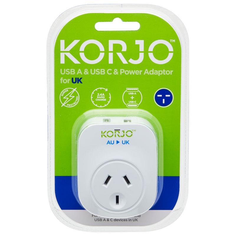 Korjo USB A & C Power Adaptor for UK