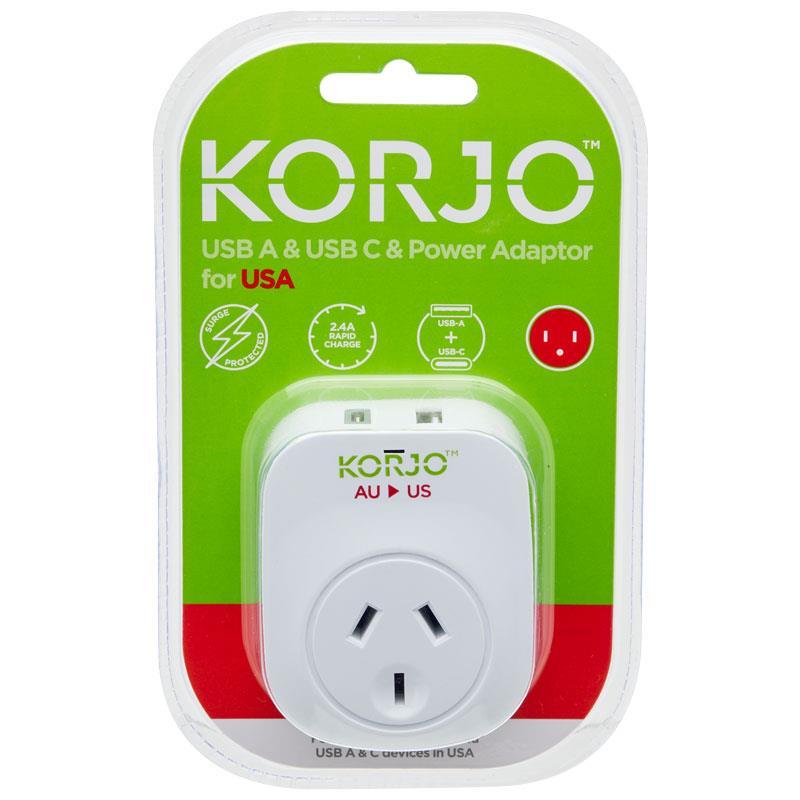 Korjo USB A & C Power Adaptor for USA