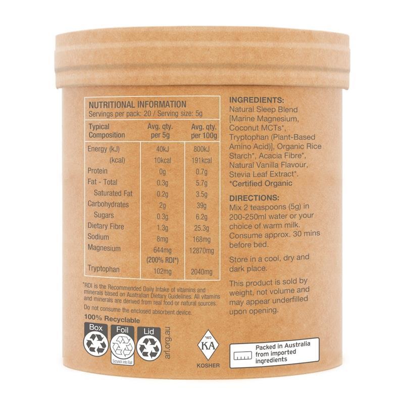 Raw Real Food Nutrients Sleep Magnesium Dreamy Vanilla 100g