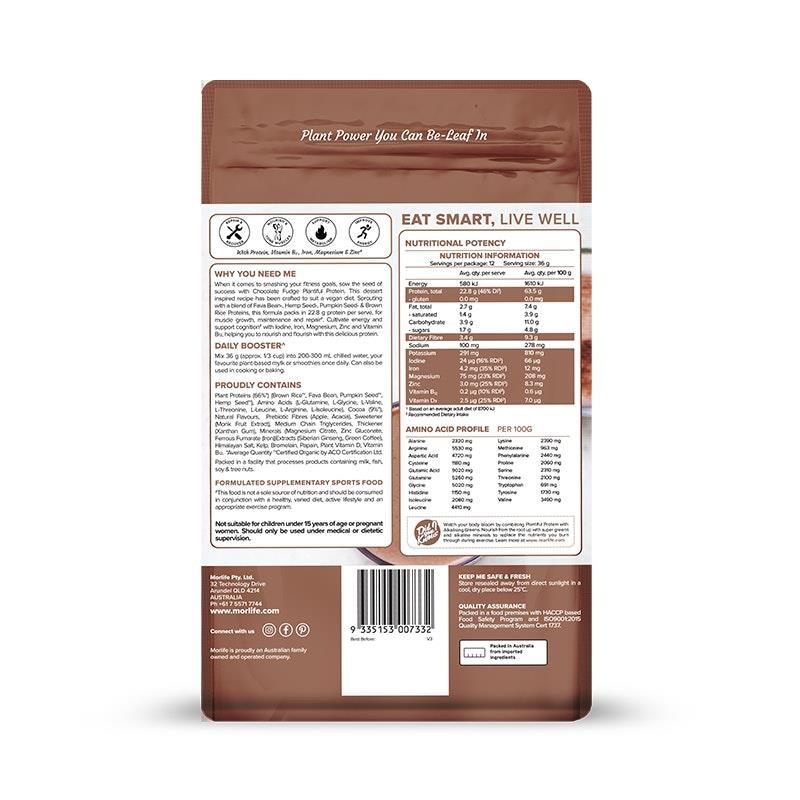 Morlife Plantiful Protein - Chocolate Fudge 440g