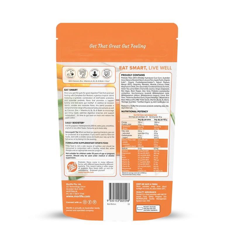 Morlife Complete Gut Restore - Tropical Mango 200g