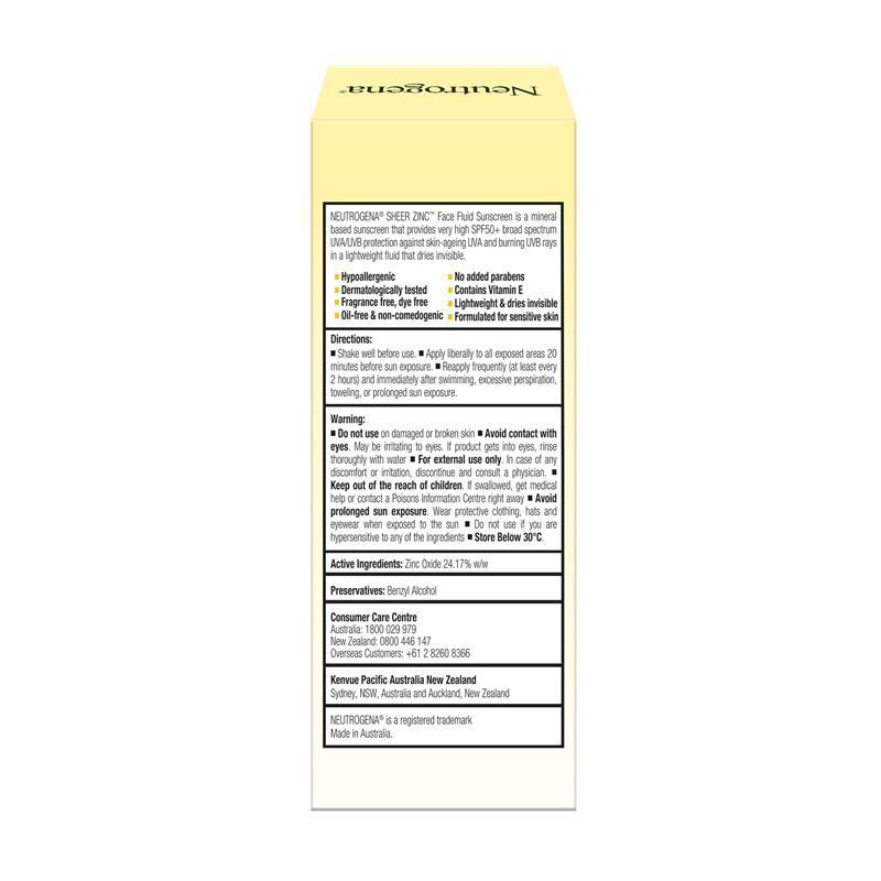 Neutrogena Sheer Zinc Face Fluid SPF50+ 50mL