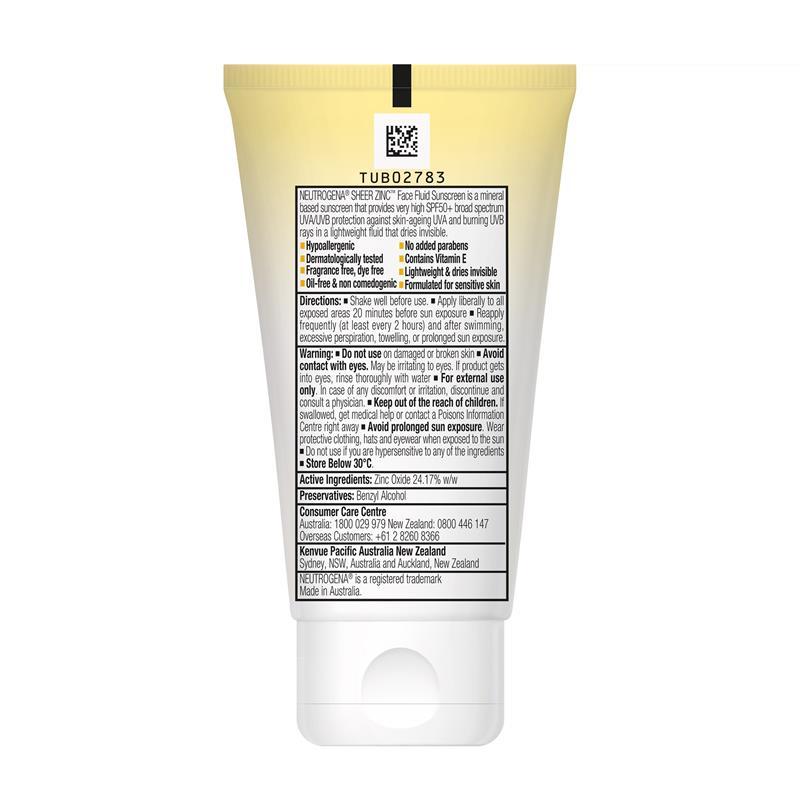 Neutrogena Sheer Zinc Body Lotion SPF50+ 85mL
