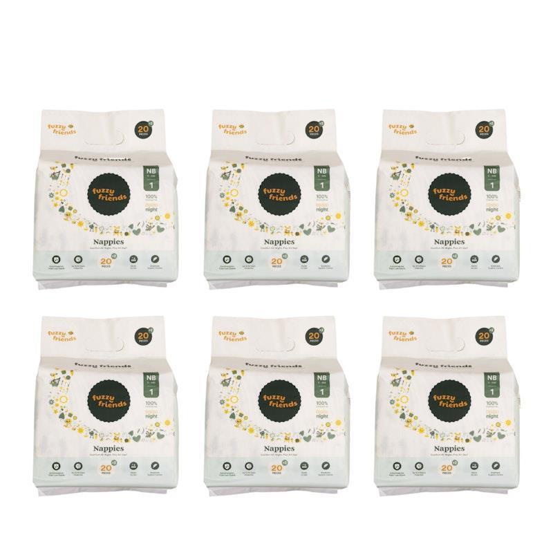 Fuzzy Friends Premium Nappies Monthly Pack Size 1 132 Nappies