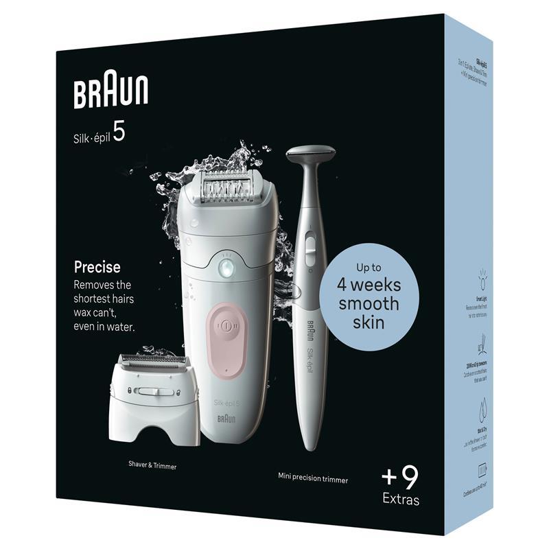 Braun Silk-Epi 5 Epilator with Bikini Trimmer & 8 Extras