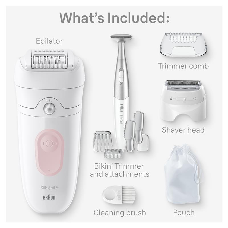 Braun Silk-Epi 5 Epilator with Bikini Trimmer & 8 Extras