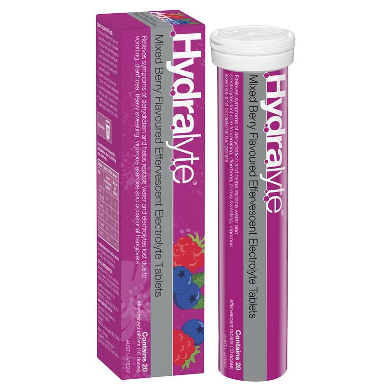 Hydralyte Electrolyte Effervescent Mixed Berry Flavoured 20 Tablets