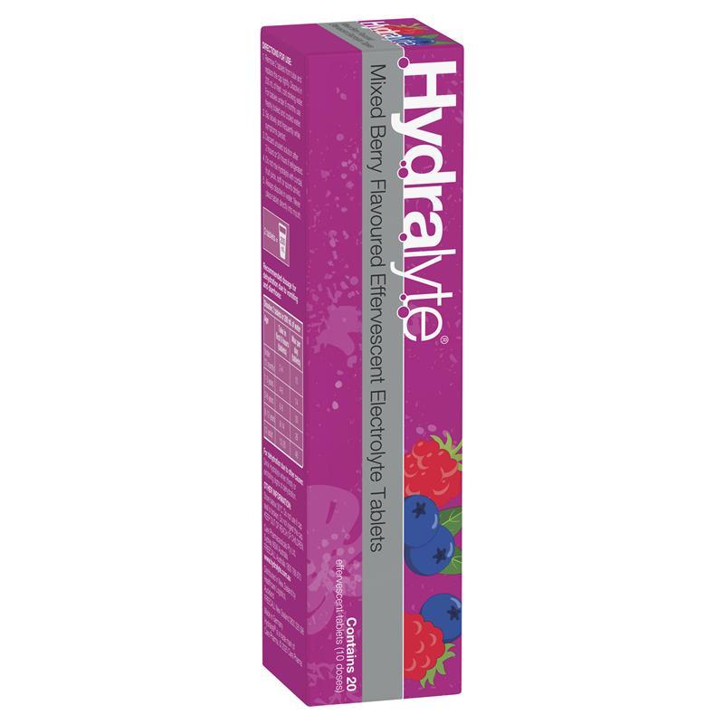 Hydralyte Electrolyte Effervescent Mixed Berry Flavoured 20 Tablets