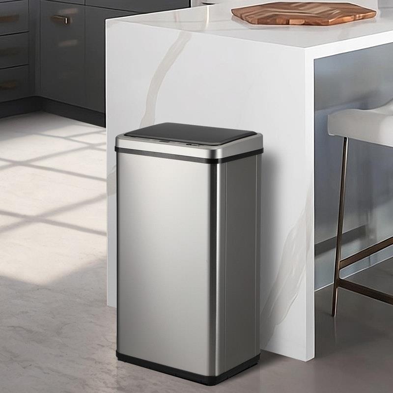 Oikiture 40L Motion Sensor Bin Automatic Rubbish Trash Can Silver