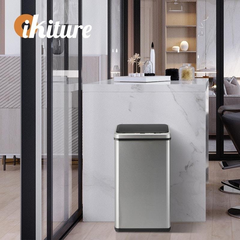 Oikiture 40L Motion Sensor Bin Automatic Rubbish Trash Can Silver