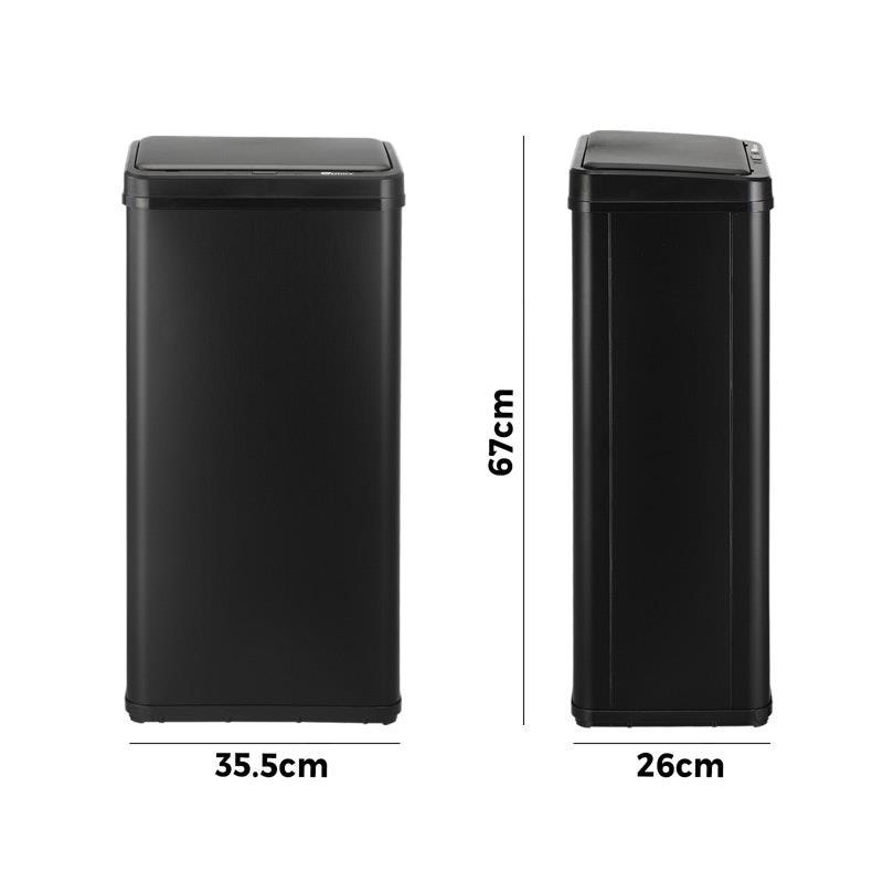Oikiture 50L Motion Sensor Bin Automatic Rubbish Trash Can Black