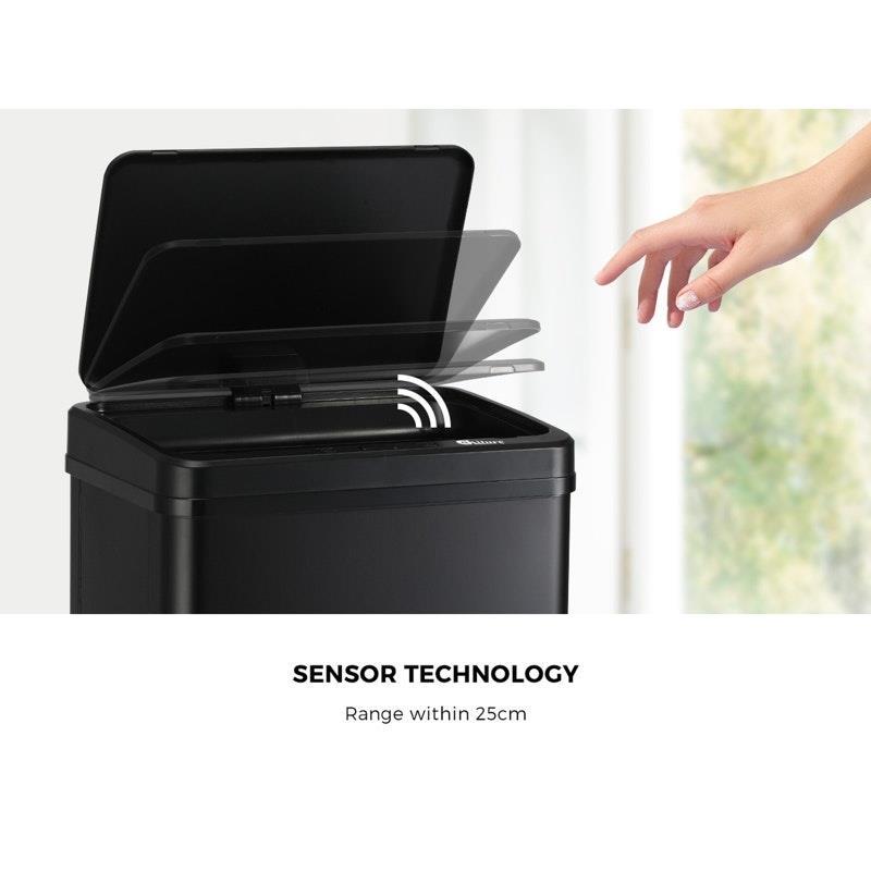 Oikiture 50L Motion Sensor Bin Automatic Rubbish Trash Can Black