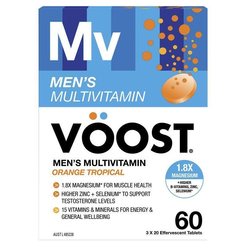 Voost Mens Multivitamin Orange Tropical Effervescent Tablets 60 Pack Exclusive Size