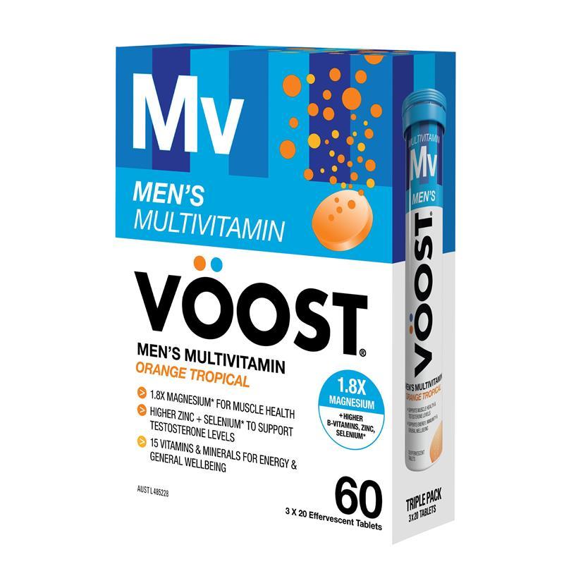 Voost Mens Multivitamin Orange Tropical Effervescent Tablets 60 Pack Exclusive Size