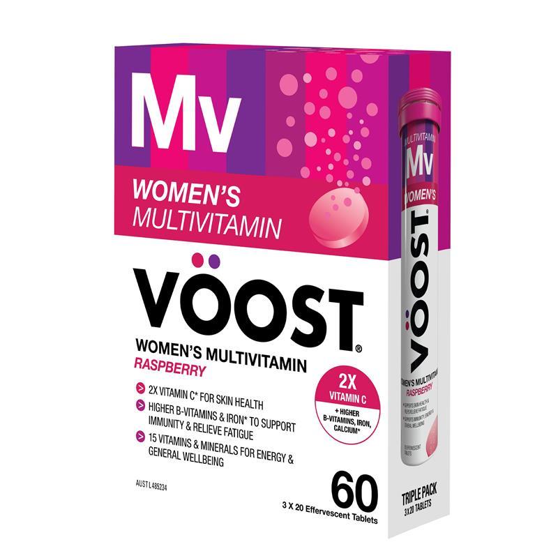 Voost Womens Multivitamin Raspberry Effervescent Tablets 60 Pack Exclusive Size