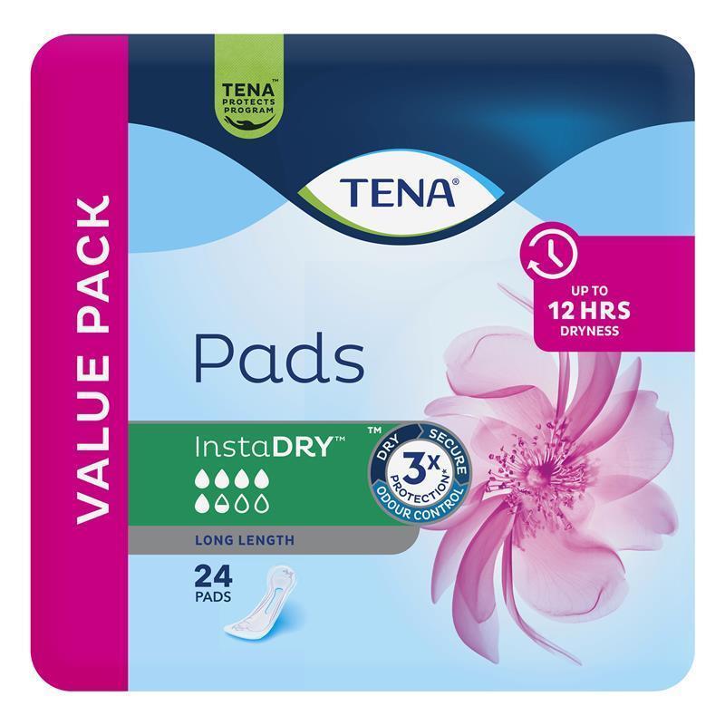 Tena Pad InstaDRY Long Length 24 Pack