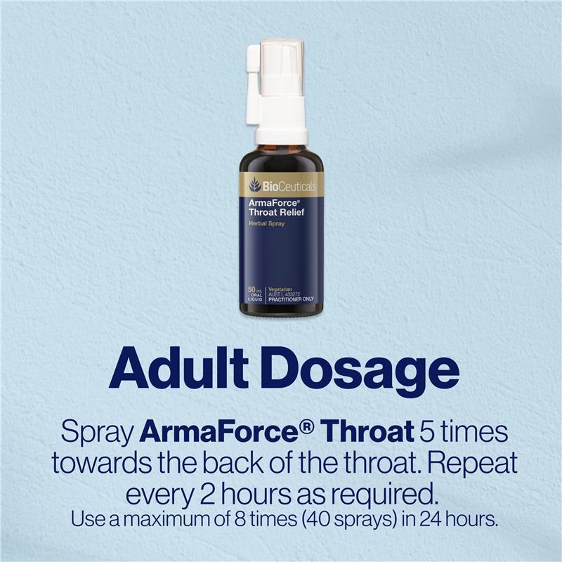 Bioceuticals ArmaForce Throat Relief New Formula 50ml Spray